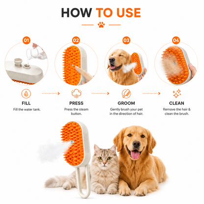 3-in-1 Steam Pet Grooming Brush