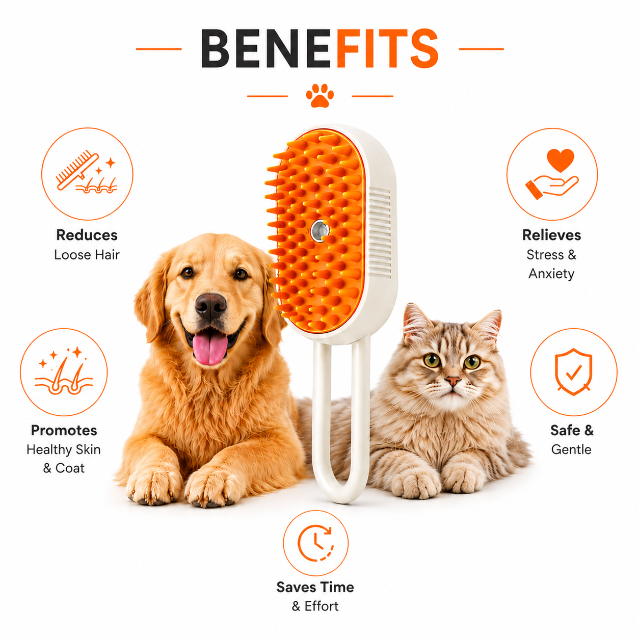3-in-1 Steam Pet Grooming Brush
